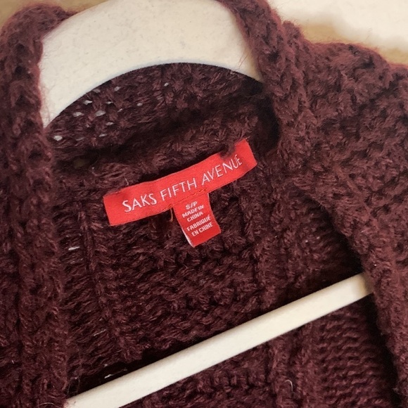 SAKS FIFTH AVENUE OPEN FRONT CABLE KNIT CARDIGAN - Picture 4 of 4